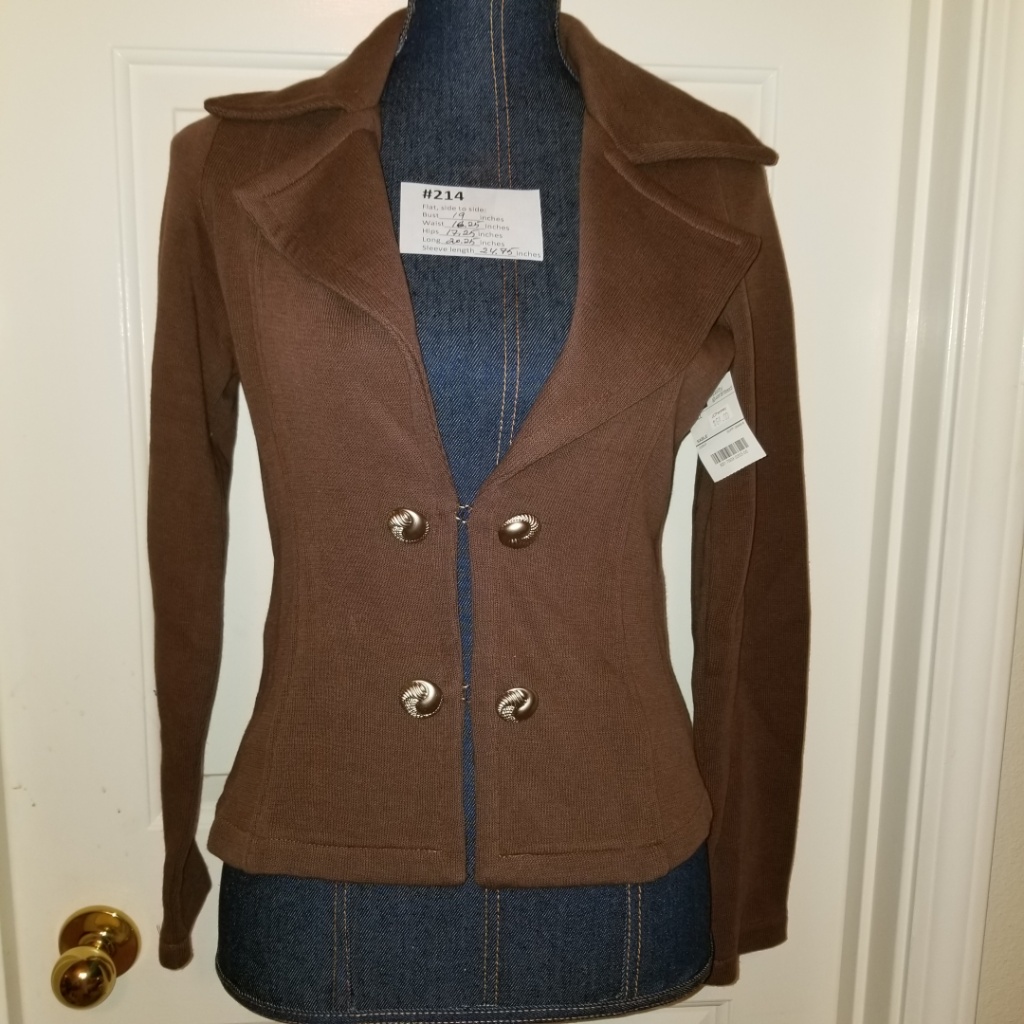#214 Nwt Worthington Brown Cotton Unlined Jacket S
